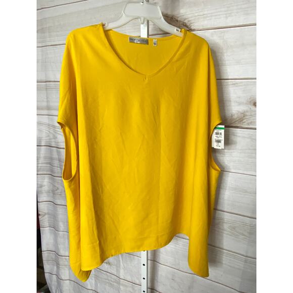 New Patrizia Luca Milano Women's OS Yellow V Neck Dropped Shoulder Sweater Top - Picture 1 of 5
